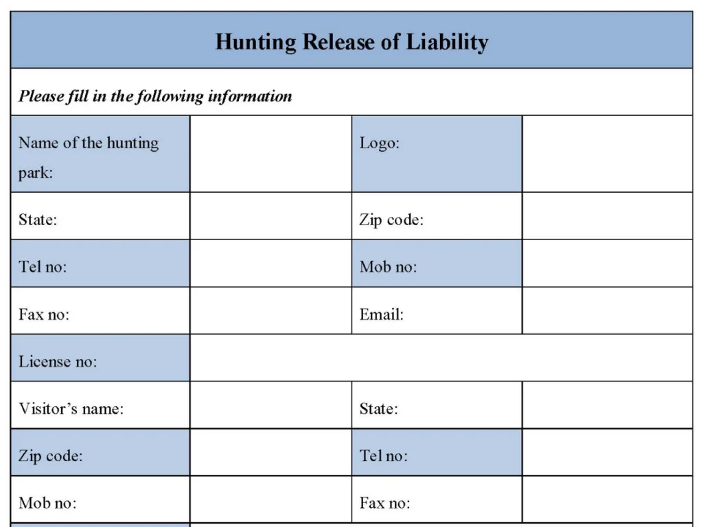 Hunting Release of Liability Form