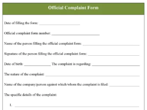 Official Complaint Form