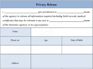 Privacy Release form