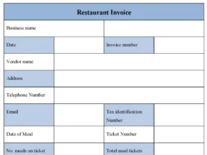 Restaurant Invoice Form