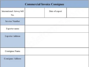 Sample Commercial Invoice Consignee Form