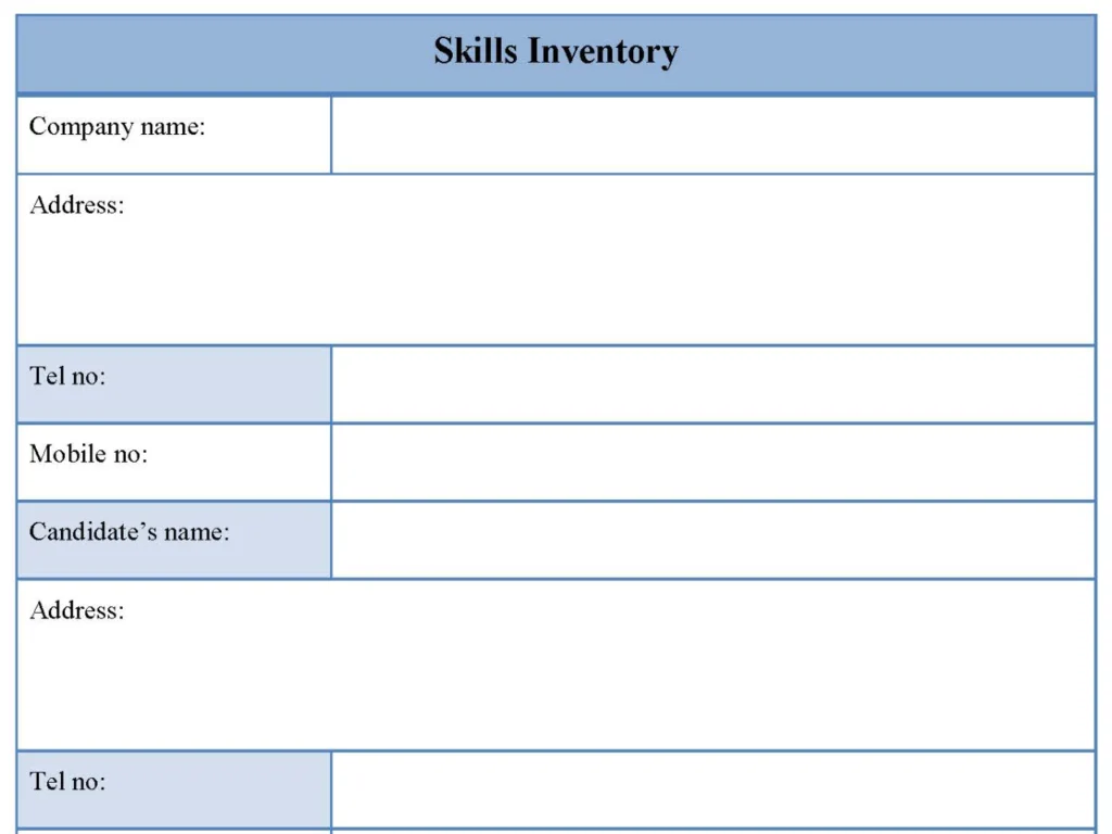 Skills Inventory Form