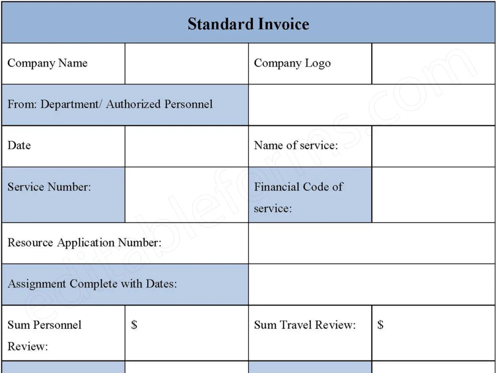 Standard Invoice Form