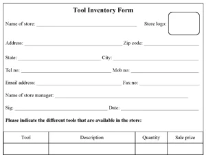 Tool Inventory Form