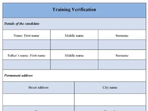 Training Verification Form