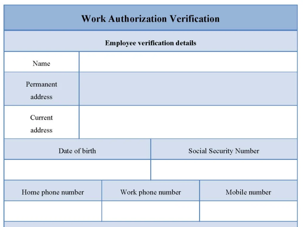 Work Authorization Verification Form