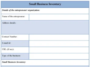 Small business inventory form