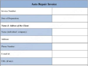Auto repair invoice form
