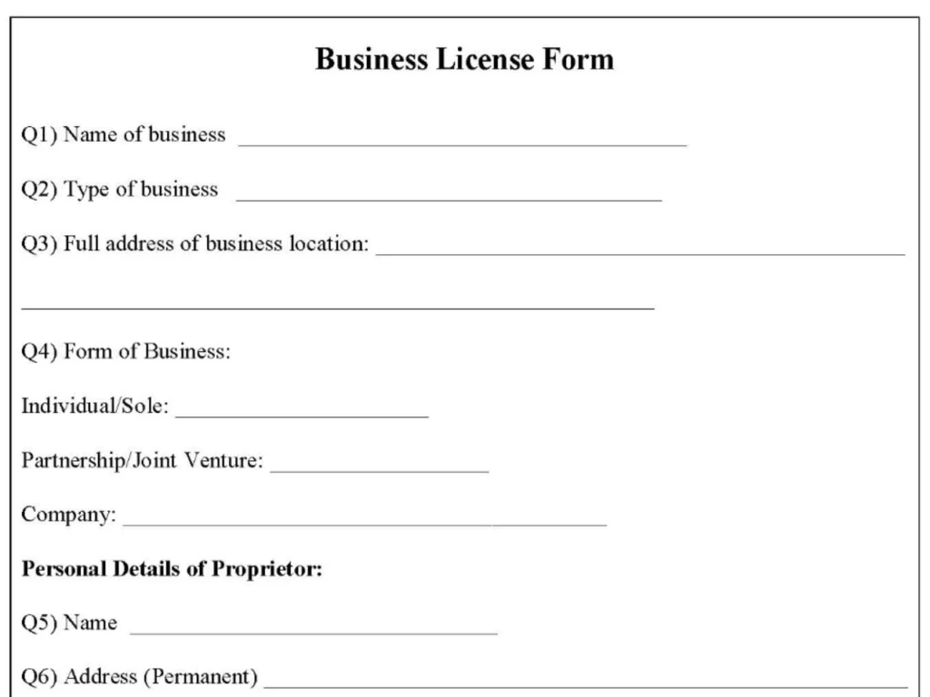 Business Licence Fillable PDF Template