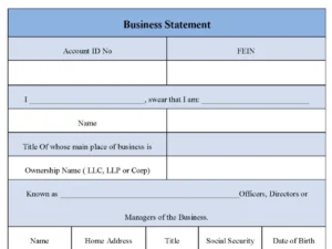 Business Statement Form Sample
