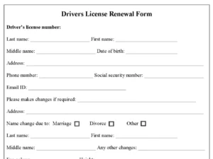 Drivers License Renewal Form