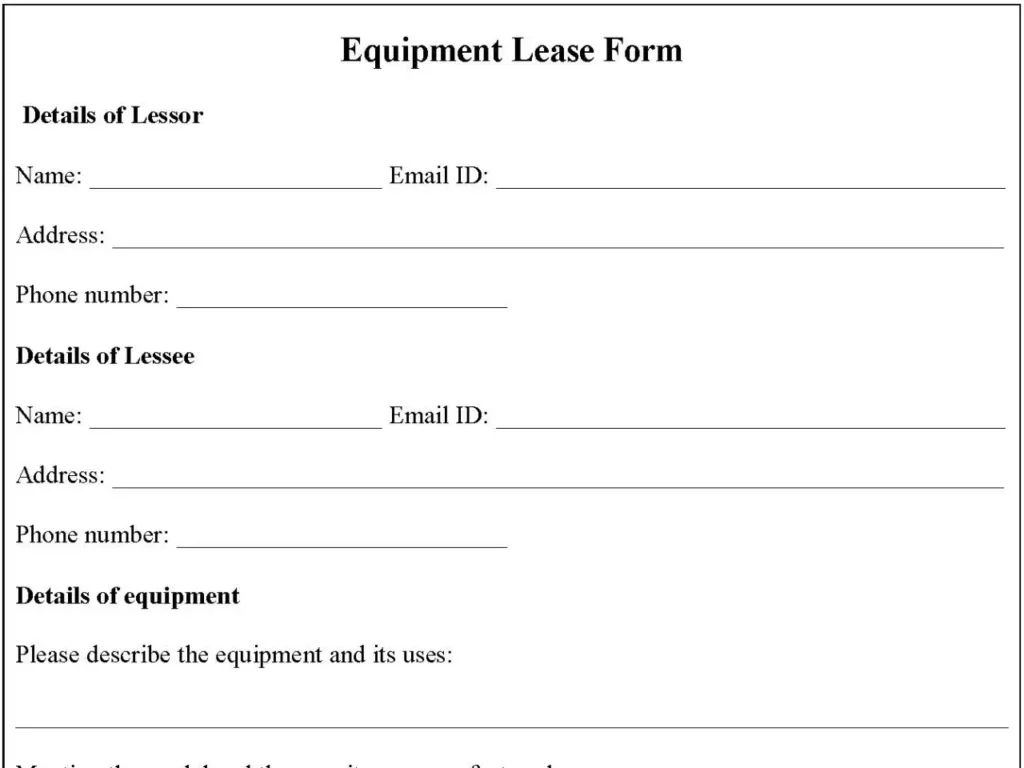 Equipment Lease Form
