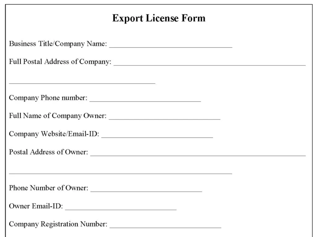 Export License Form