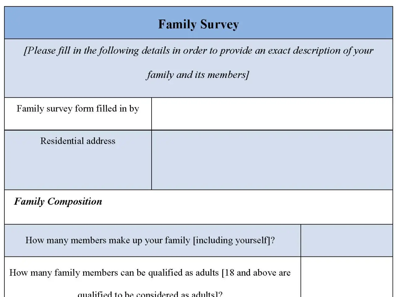 Family Survey Form