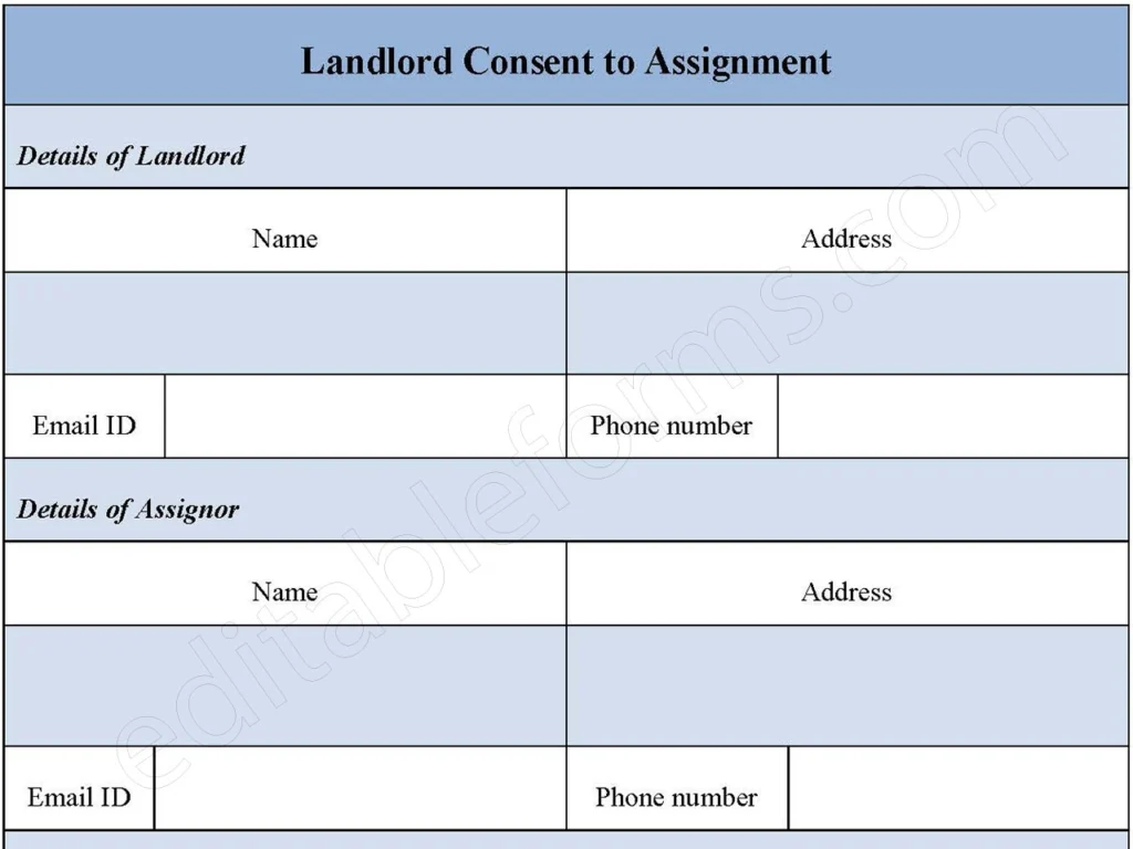 Landlord Consent to Assignment Form