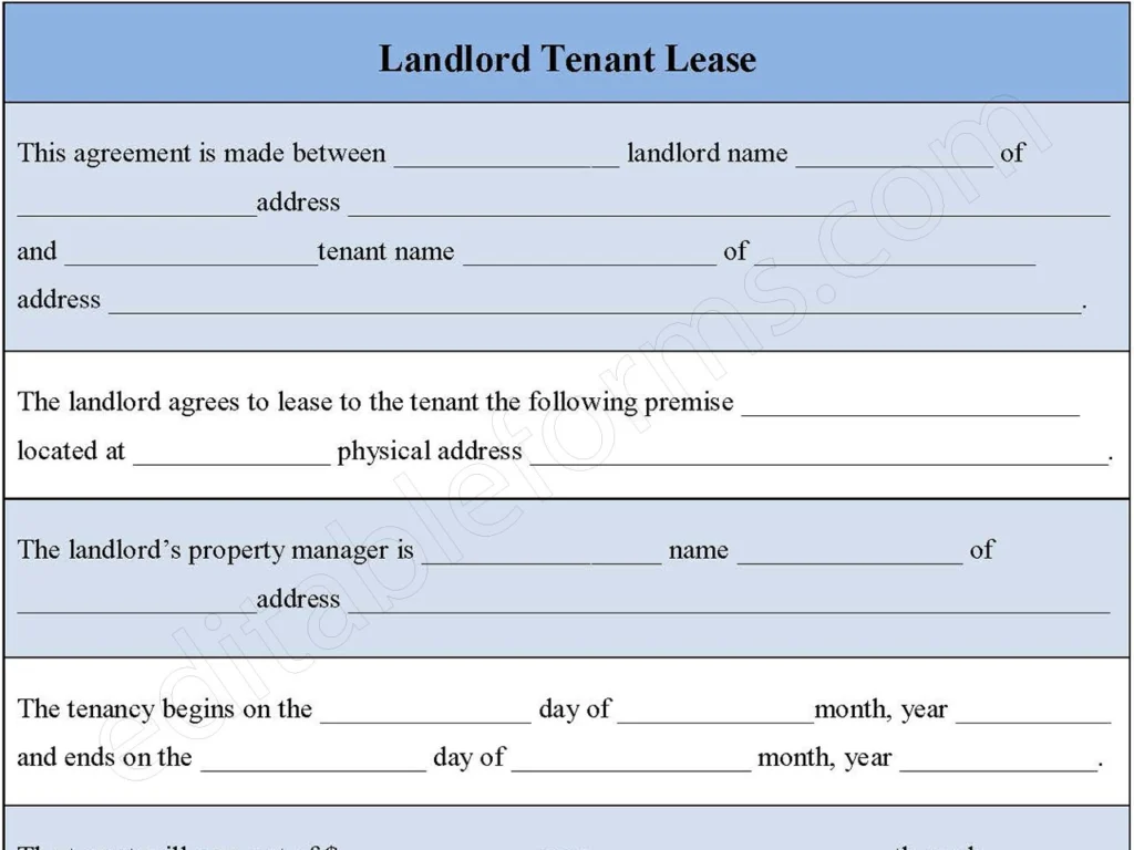 Landlord Tenant Lease Form