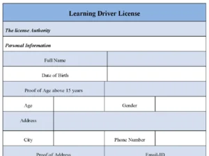 Learning Driver License Form