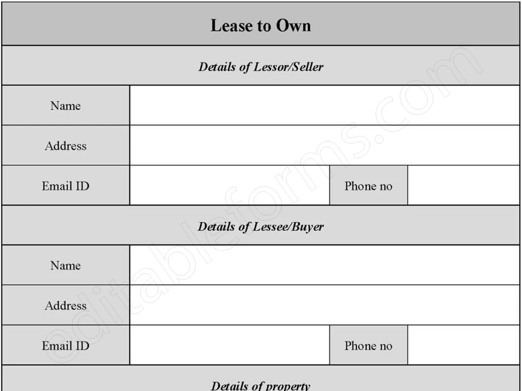 Lease to Own Form