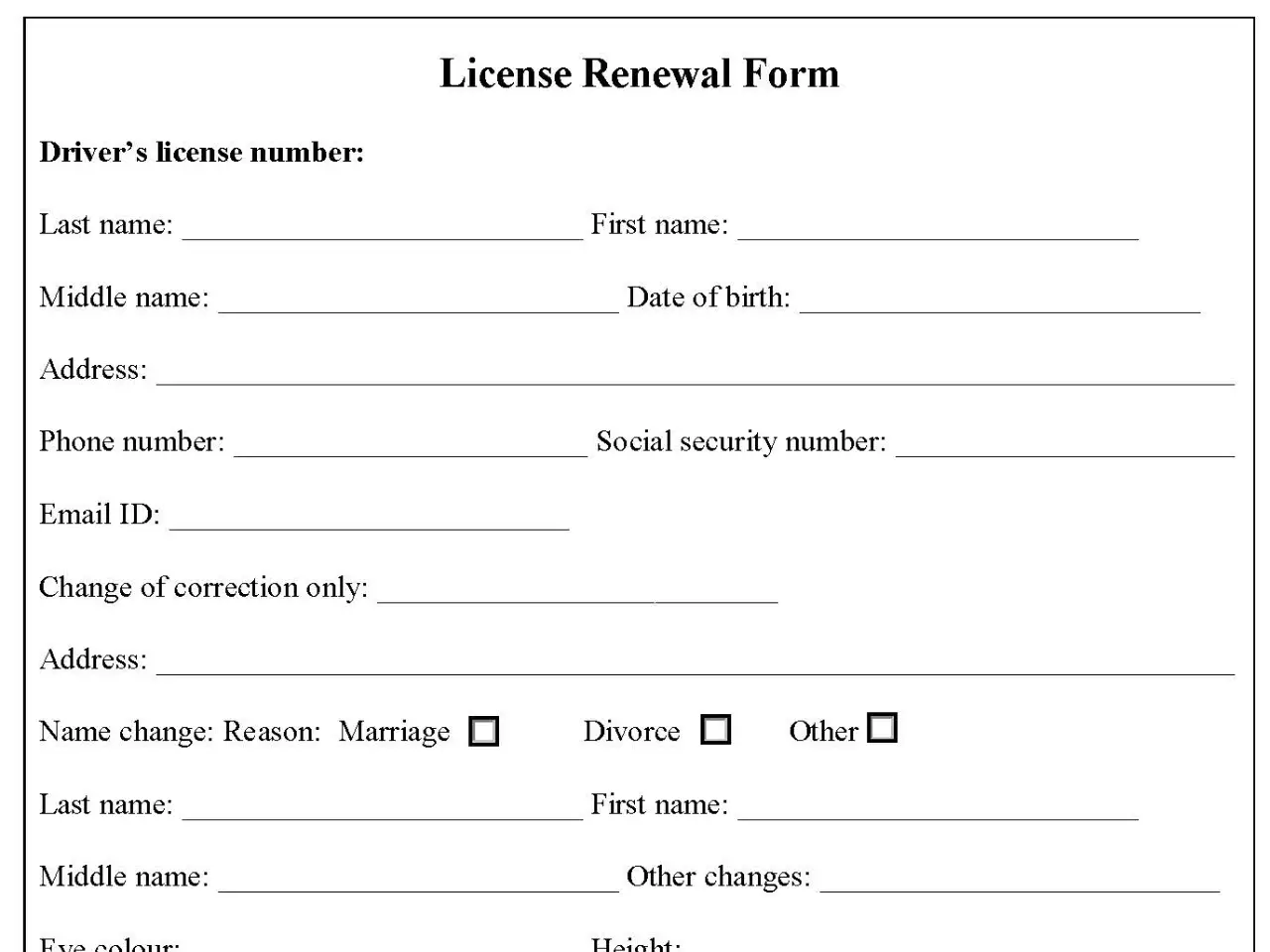 License Renewal Form