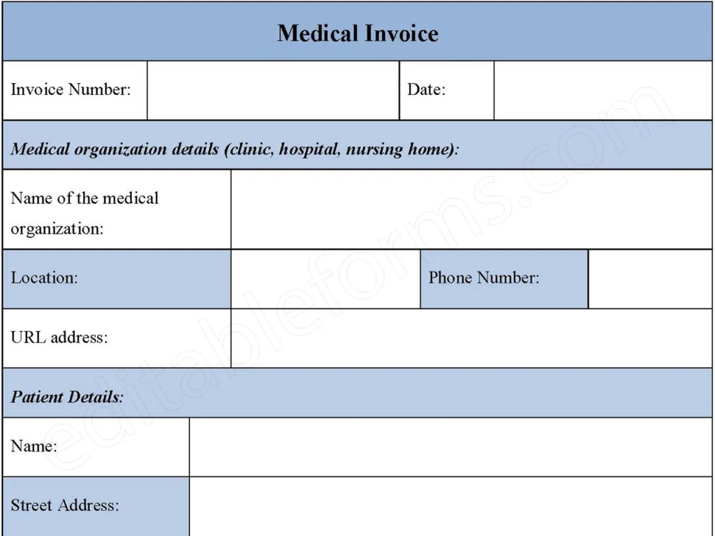Medical invoice forms