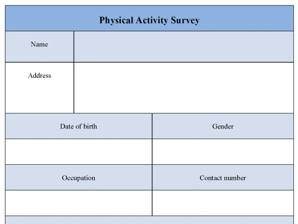 Physical Activity Survey Form
