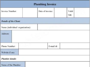 Plumbing invoice form