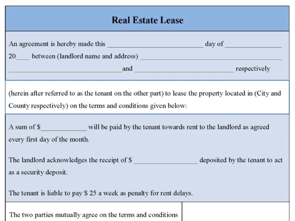 Real Estate Lease Form