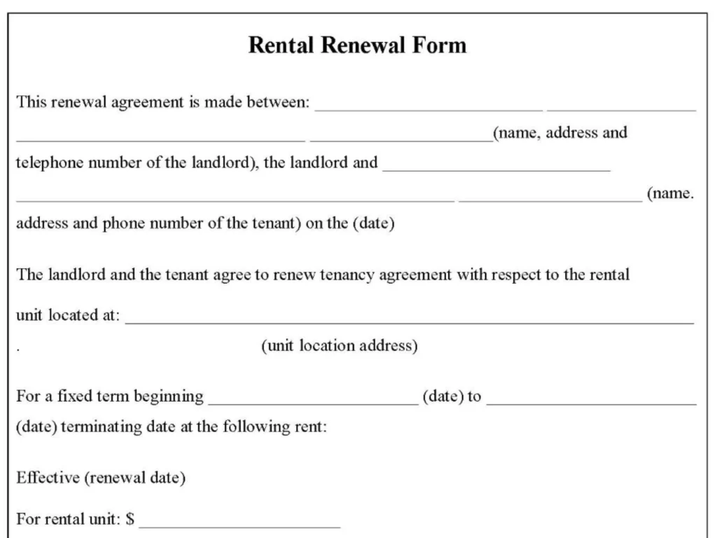 Rental Renewal Form