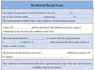 Residential Rental Lease Form