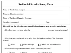 Residential Security Survey Form