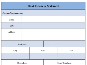 Statement of Blank Financial Fillable PDF Template