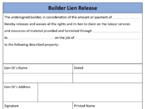 Builder Lien Release Form