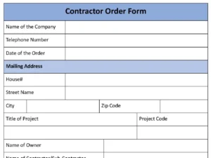 Contractor Order Template