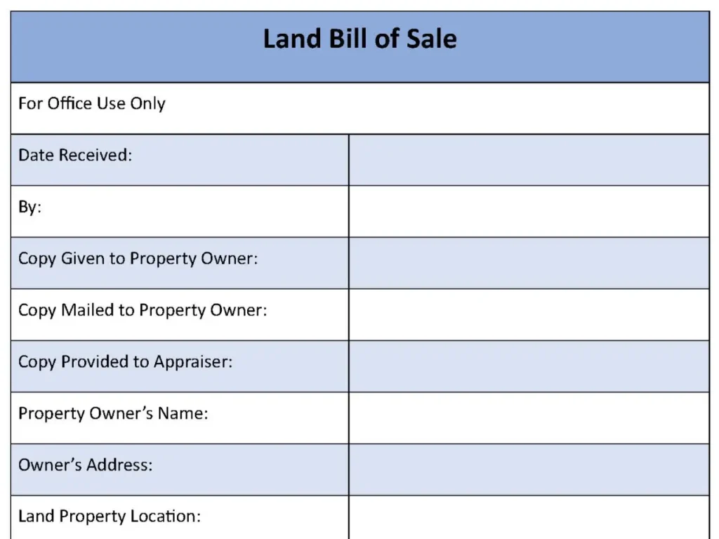 Land Bill of Sale Form