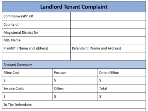Landlord Tenant Complaint Template