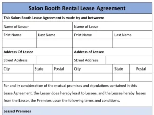 Salon Booth Rental Lease Agreement