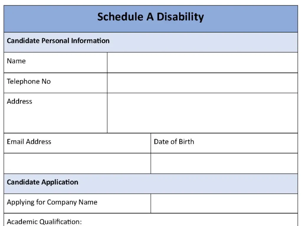 Schedule A Disability Form