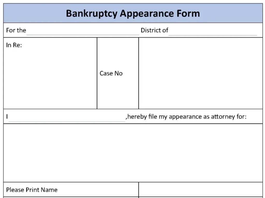 Bankruptcy Appearance Fillable PDF Form