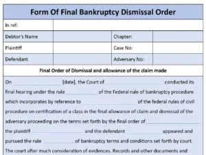Bankruptcy Dismissal Fillable PDF Form