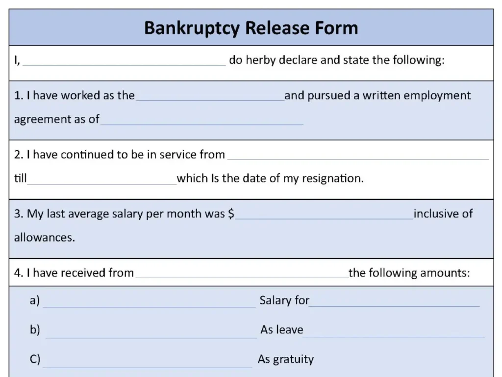 Bankruptcy Release Fillable PDF Form