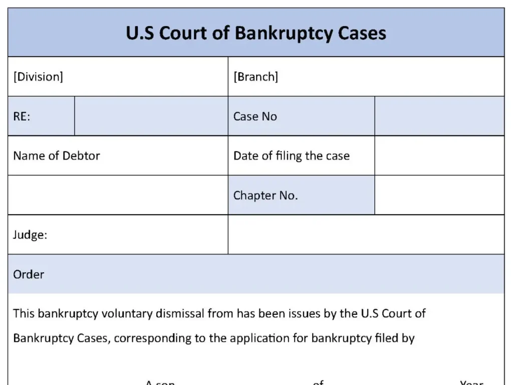 Bankruptcy Voluntary Dismissal Form