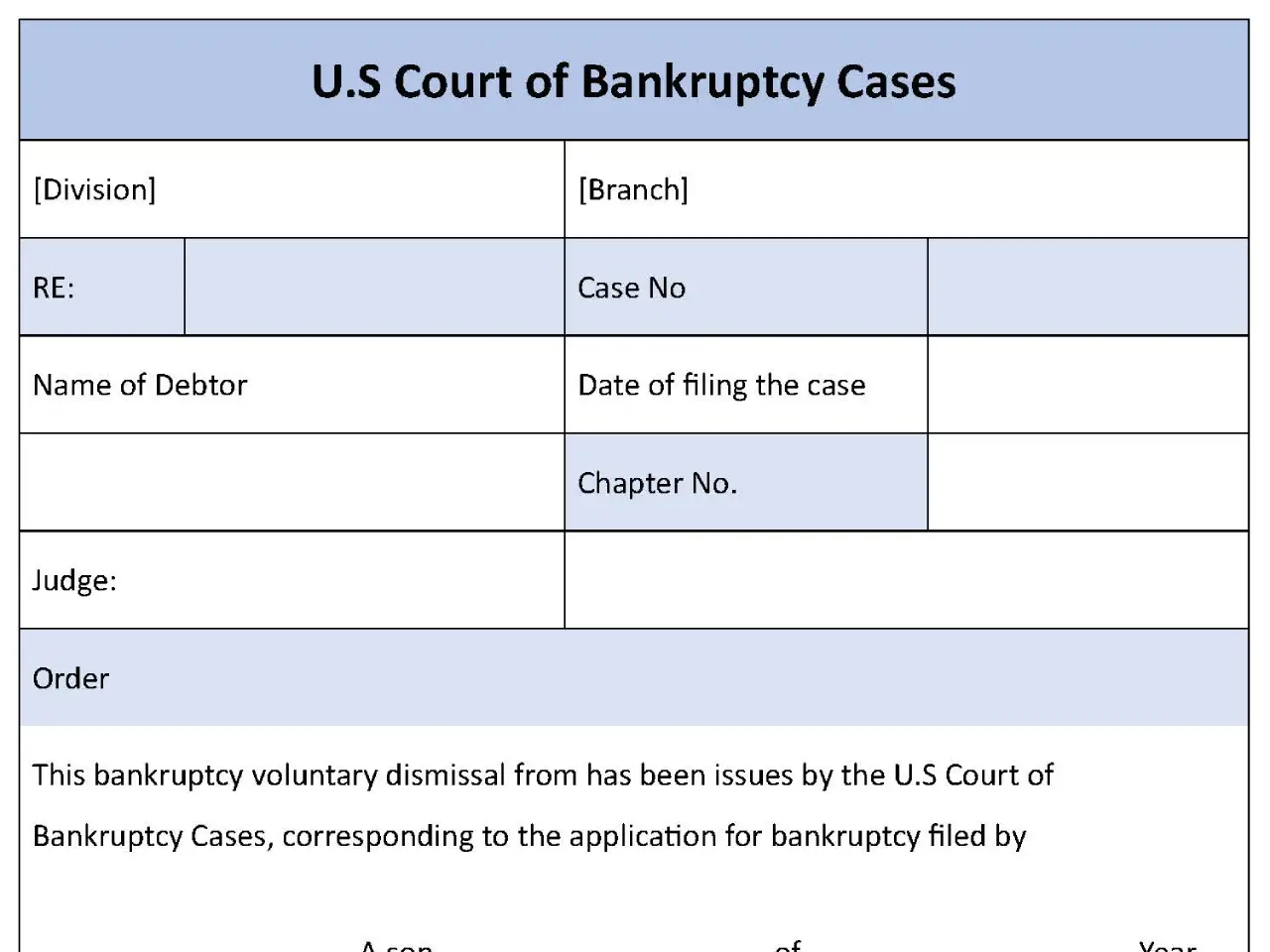 Bankruptcy Voluntary Dismissal Form