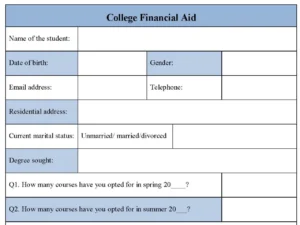 College Financial Aid Fillable PDF Form