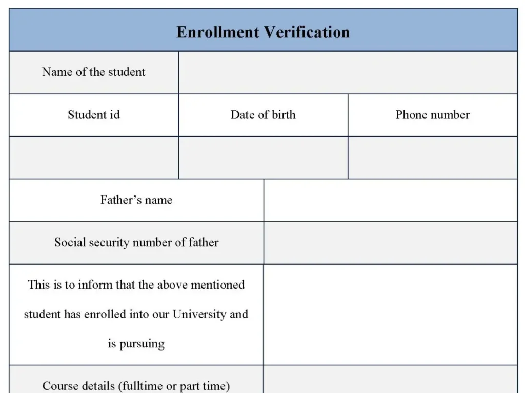 College Enrollment Verification Form