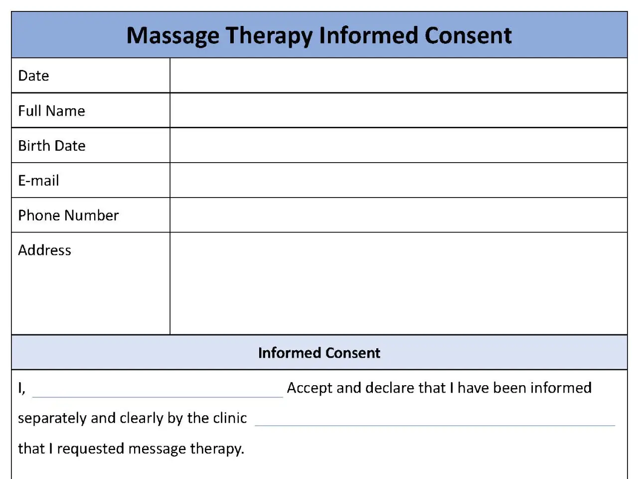 Massage Therapy Informed Consent