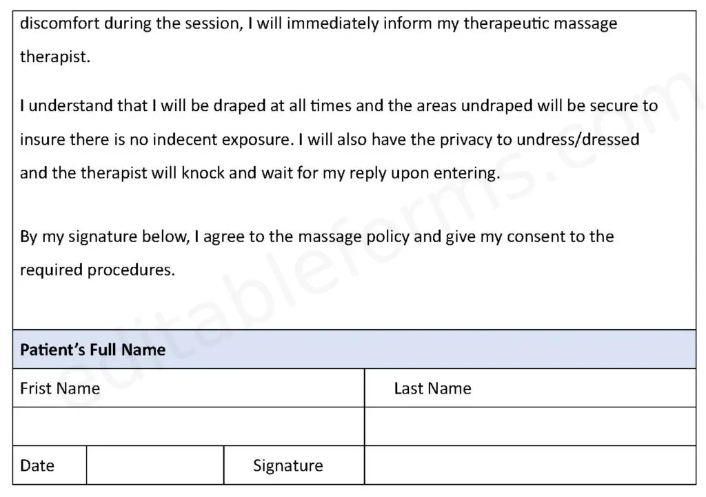 Online Massage Therapy Informed Consent Template