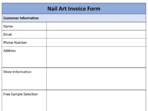 Nail Art Invoice Form