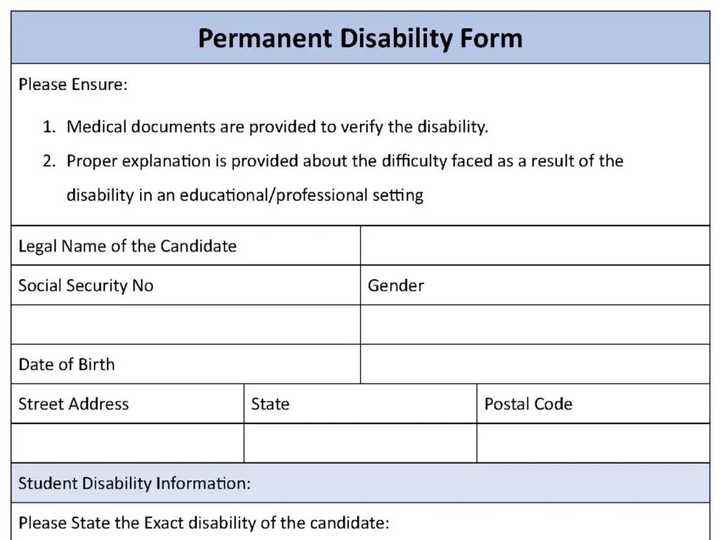 Permanent Disability Template