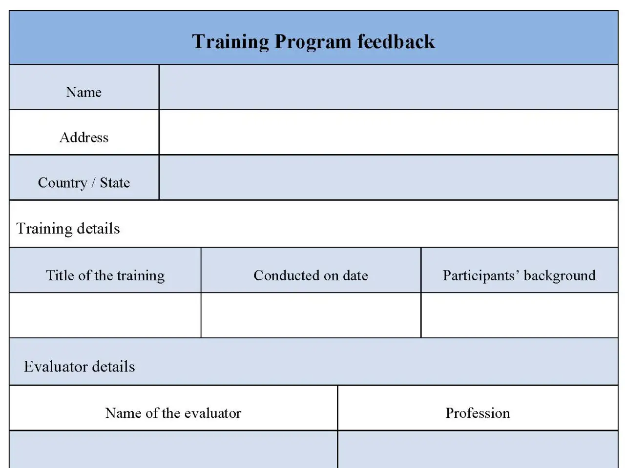 Training Program Feedback Form
