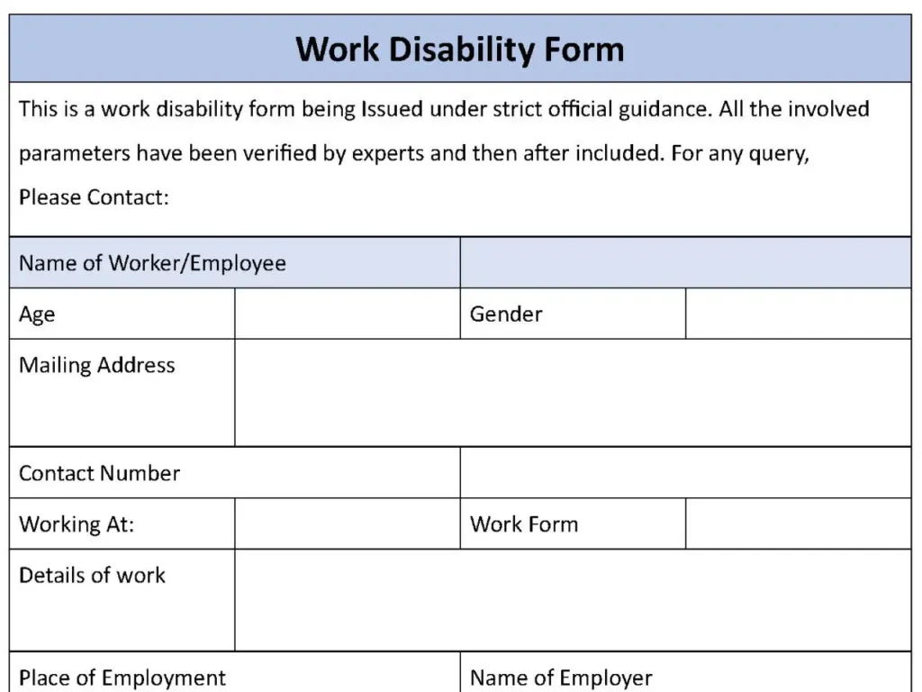 Work Disability Form